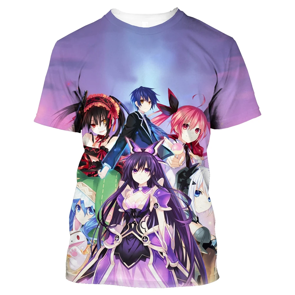 2026Summer Fashion 3d Anime Men's and Women's T-shirt Date A Live Casual Unisex Short Sleeve Comfortable Top Large Size 100-6XL