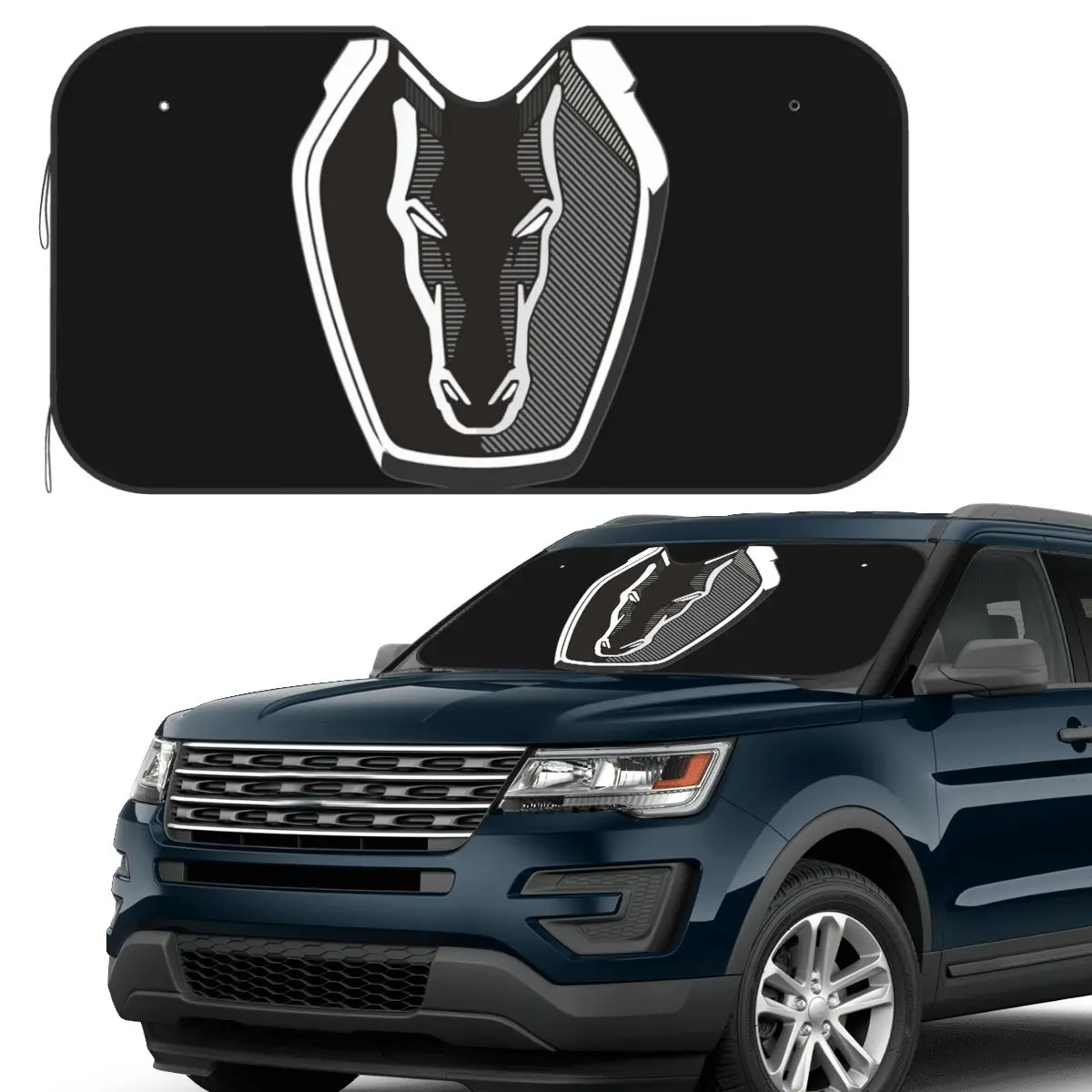 

Dark Horse Mustang Badge 2024 Sunshade Windscreen Car Front Windshield Window Sun Visor Accessories Covers