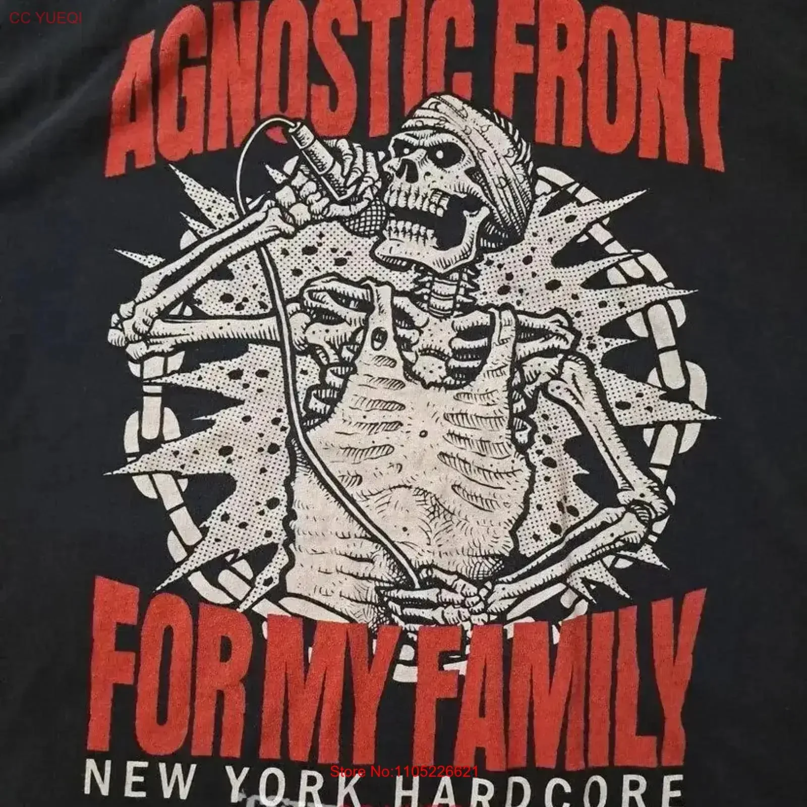 Agnostic Front For Family Black T Shirt Cotton All Size RM692 vintage Washed streetwear Soft Stretched Casual Breathable