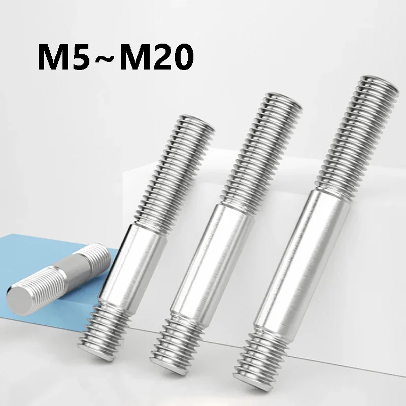 1~10Pcs 304 Stainless Steel Double End Thread Rod M5 M6 M8 M10 M12 M14 M16 M18 M20 Double Head Threaded Rod Bar Stud Screw