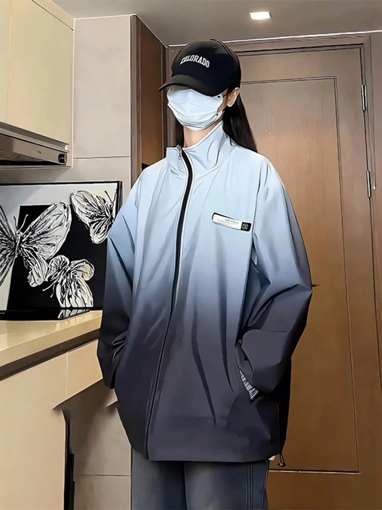 

Новая китайская мужская демисезонная куртка для активного отдыха, рабочая одежда, костюм для альпинизма, двусторонняя, с градиентным цветовым дизайном, водонепроницаемая