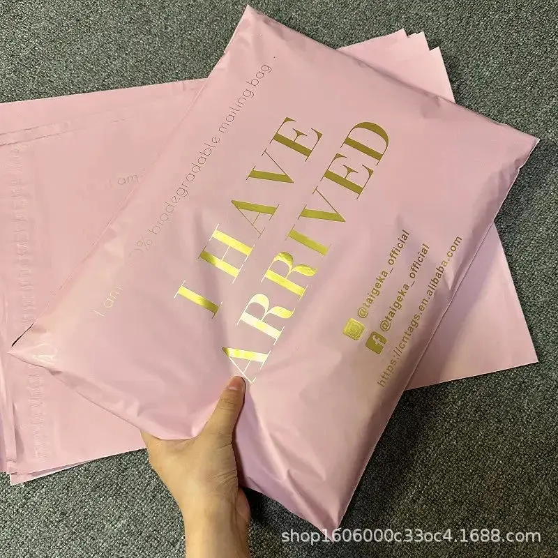 30/50/100 Stück rosa matte Express-Tasche, wasserdichte Versandtasche, Geschenktasche, Kleinunternehmen, Markenlogo, individueller Druck – Detail 7