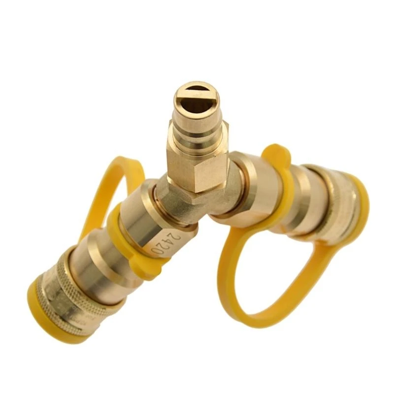 E28F 3/8 Y-Splitter Separator Gas natural Connecte rápido Adapter Dururing