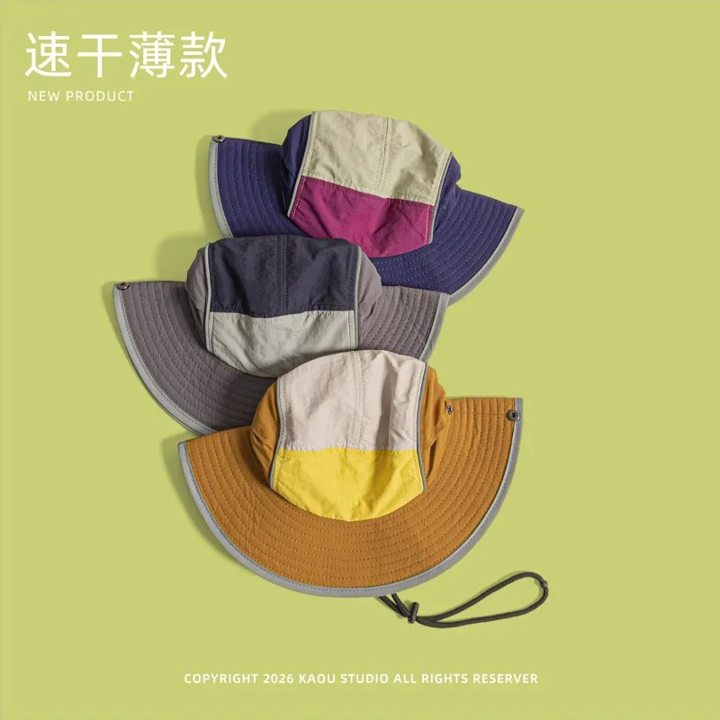Retro Tooling Style Color Matching Quick-drying Bucket Hats Women Summer Outdoor Camping Sun Protection Leisure Thin Men's Cap