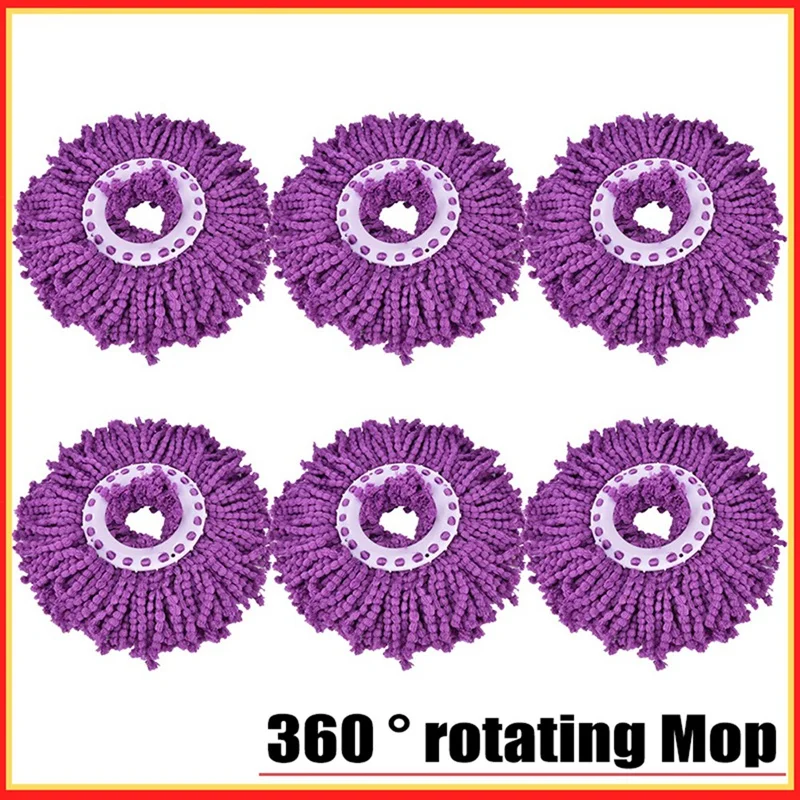 6Pcs Spins Mops Cabeça Substituição Recargas de Cabeça de Microfibra 360 °   Spins Mop Softs lavável à máquina para limpeza de pisos-A68X