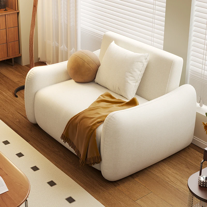 Modern simple single sofa bed foldable small apartment living room balcony sofa study sitting and sleeping dual-purpose cream