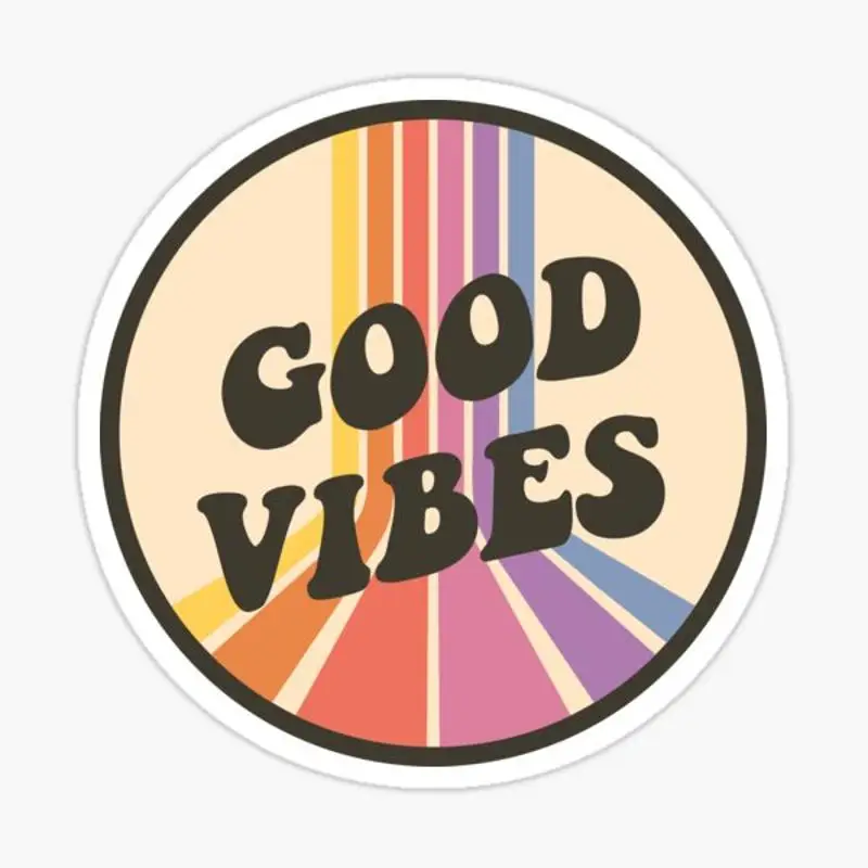 Good Vibes Sticker for Laptop Decor Bedroom Car Cute Cartoon Art Fashionable Public Suitcase