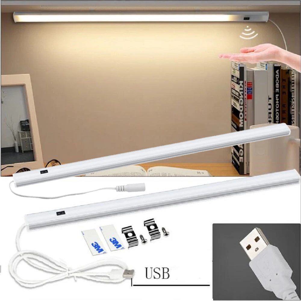 DC 5V 12V USB LED Light Hand Sweep Sensor Under Cabinet Bar Light Night Lamp for Kitchen Cabinet Wardrobe Lamp 30/40/50cm