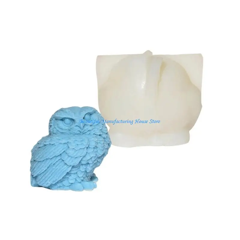 E56A سيليكون قوالب زخرفة قوالب صنع الصابون الدائمة البومة شكل قالب شمع نسيج السيليكون مناسبة للديكور المنزل #4
