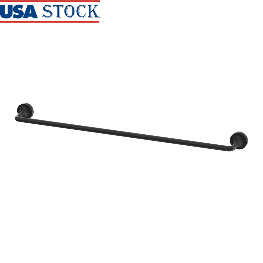 

24 Inch Wall Mount Towel Bar Matte Black Finish Zinc Alloy Hardware Included Simple Installation Kitchen Bathroom