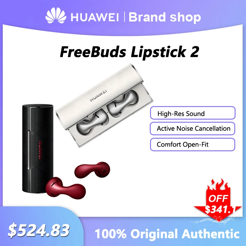 

HUAWEI FreeBuds Lipstick 2 Wireless Headphones Active Noise Cancellation Bluetooth Earphone High-Res Sound Sports Headset