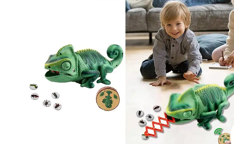 

RC Animal Chameleon with Remote Control Safe Crawling Chameleon Toys Amazing Realistic Electronic Toy with LED Light for kids