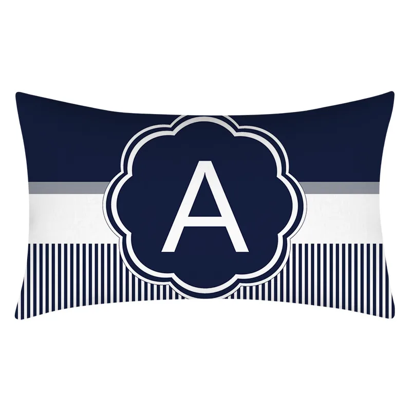 Letter Pillowcase Blue Stripe Decoration Sofa Chair Throw  Cushion Cover 30X50  Case Car living Room Home decor