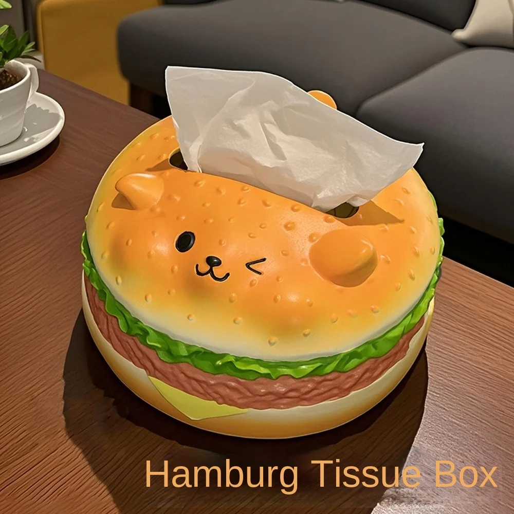 

Figure Model Burger Dog Tissue Box Decorative Collectible Cute Tissue Box Ornament Anime Cartoon Hamburger Fun Tissue Box