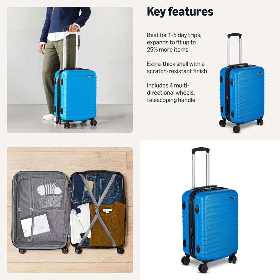 

21" Hardside Luggage with Expandable Space, Scratch-Resistant Surface, Telescoping Handle, Four Multi-directional Wheels