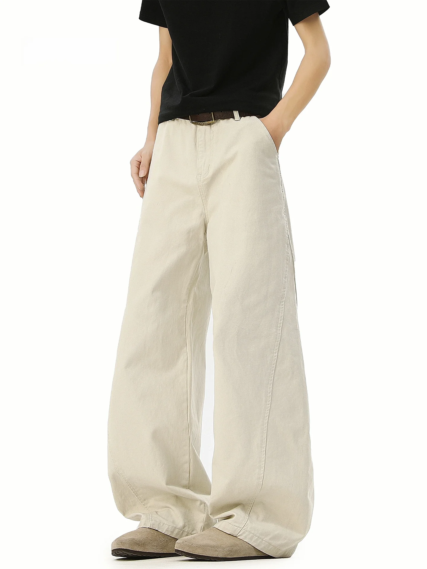 

Cleanfit American Loose Straight Leg Workwear Pants Men's Casual Trousers Blade Splicing Wide Leg Pants Casual Sle