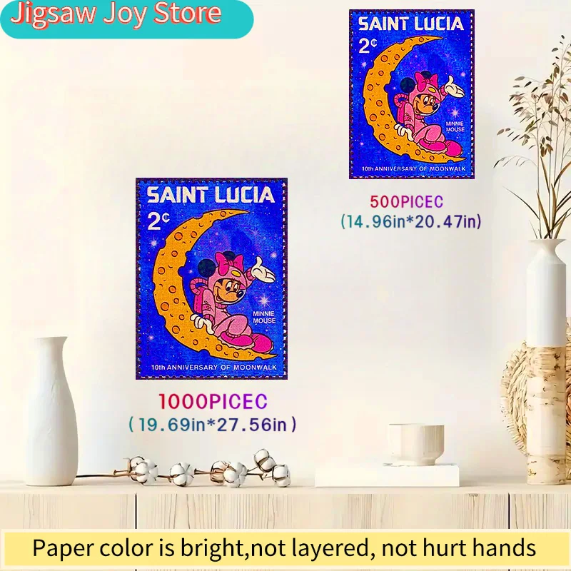 500/Disney  DIY Paper Puzzle, Minnie Astronaut Moon Theme, Thickened White Card Material, Suitable for Interactive Puzzles, Ed