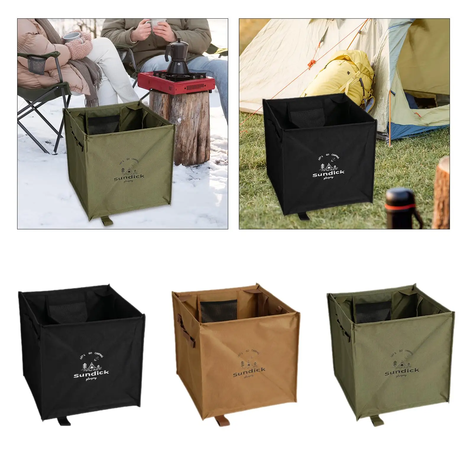 Camping Trash Can Oxford Cloth Compact Multipurpose Space Saving Folded Trash Bin for Gardening Camping Indoor Outdoor Fishing