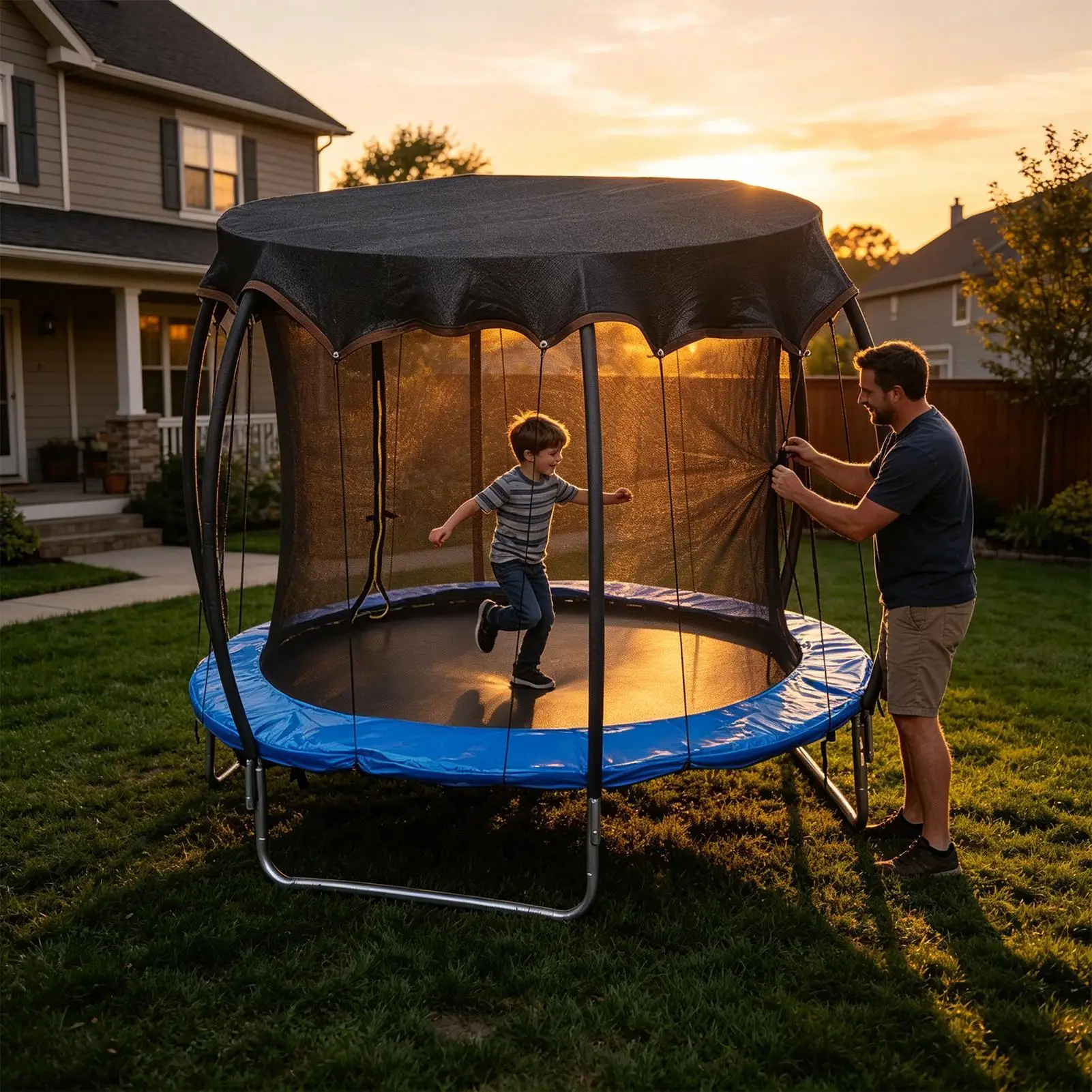 Trampoline Shade Heavy Duty Waterproof Windproof Trampoline Canopy Outdoor Sun Cover For Backyard Yard Garden Patio Park Winter