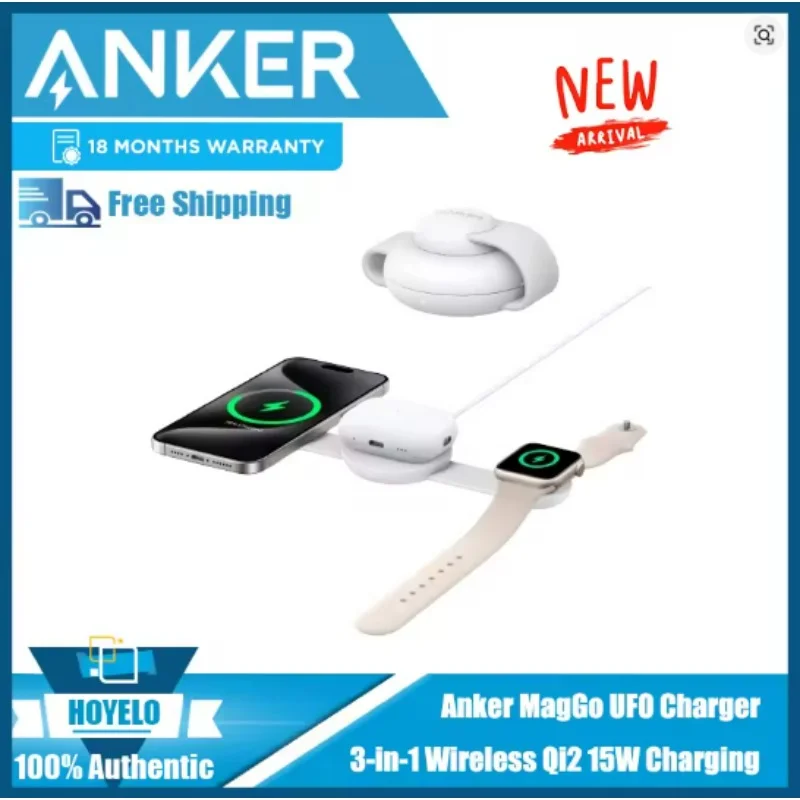 Anker MagSafe MagGo UFO 3-in-1 Wireless Foldable Charging Station Qi2 Certified 15W Max