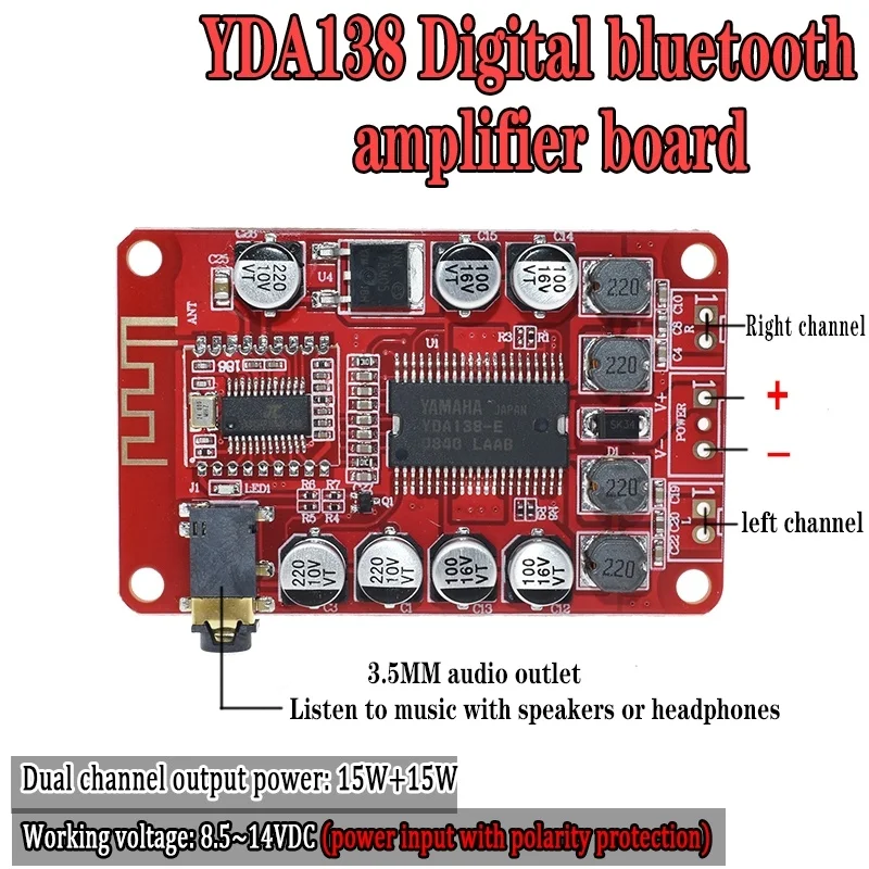 YDA138 2*15 Вт Bluetooth модуль платы усилителя 2,0 стерео класс D чистый бас цифровой аудио усилители мощности автомобильный усилитель YDA138 2*15 Вт Bluetooth модуль платы усилителя 2,0 стерео класс D чистый бас цифровой аудио усилители мощности автомобильный усилитель