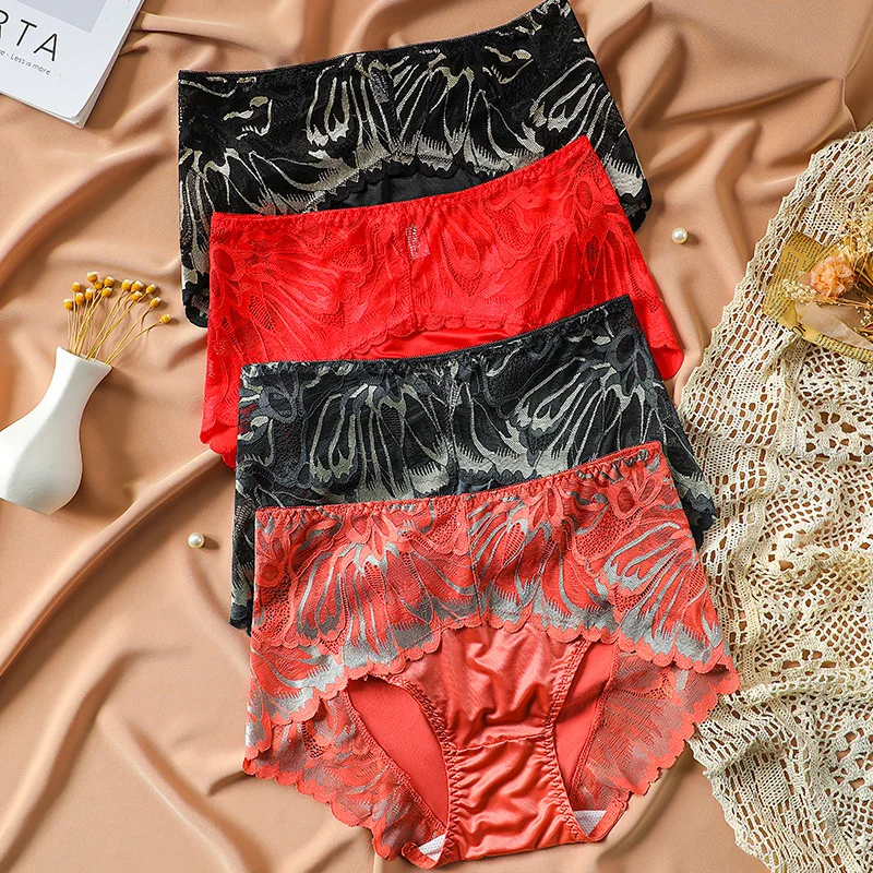 New Women\'s Panties Sexy Lace Underpants Luxury Embroidery High Waist Comfortable Briefs Fashion Seamless Panty Female Lingerie