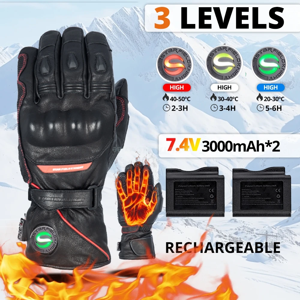 الرجال دراجة نارية قفازات التدفئة يندبروف قفازات ساخنة التزلج على الجليد الصيد الصيد مقاوم للماء قفازات جلدية حقيقية ساخنة