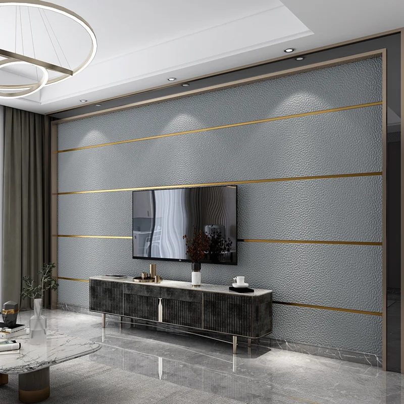 Luxury Home Decor Thickened Velvet Nonwoven Wallpaper with Horizontal and Vertical Stripes for Living Room Bedroom TV Sofa