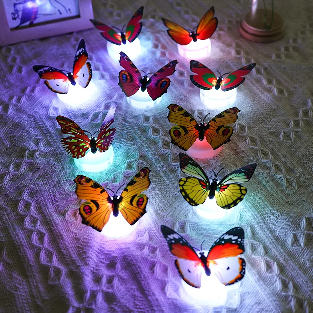 Mini LED Night Light Butterfly Wall Sticker Light 3D Atmosphere Neon Lights Bedside Lamp for for Home Party Decoration Supplies