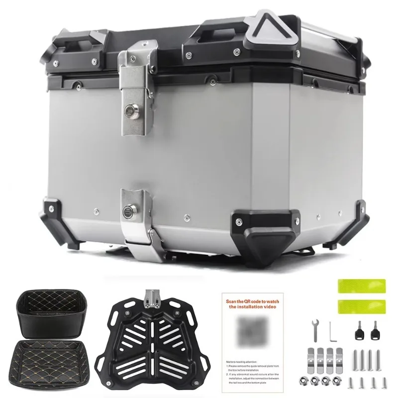 【2026】28L 36L 45L 55L 65L 80L 100L Motorcycle Tail Boxe Aluminum Alloy Trunk Top Case Luggage Black Motorbike Box For Motorcycle
