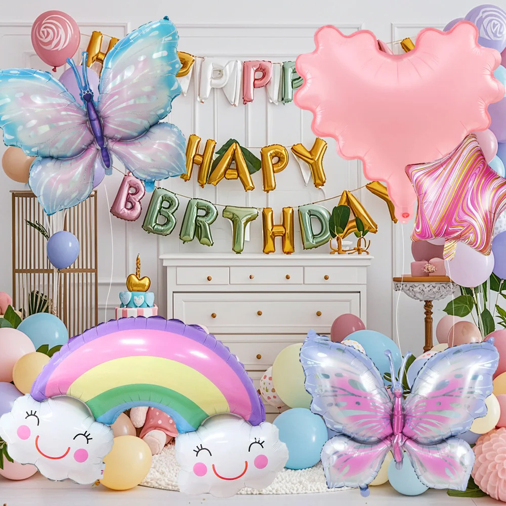 

Gradient Butterflies Foil Helium Balloons Set for Birthday Party Wedding Baby Shower Background Decorations Photo Props Supplies