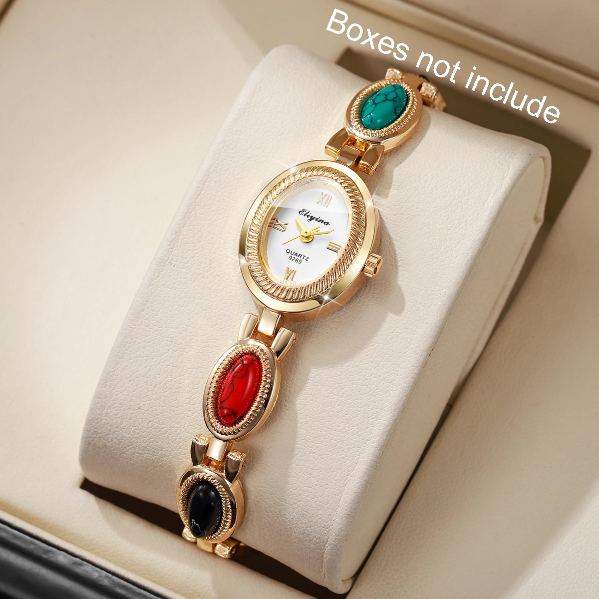 Elegant Rhinestone Bracelet Strap Women Watches Fashion Oval Roma Dial Ladies Wristwatch Reloj Mujer Girls Clock (Without Box)