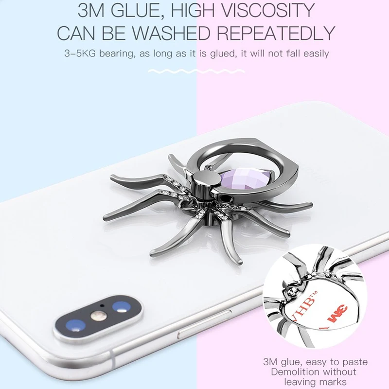 Mobile Spider Ring Phone Holder Luxury Diamond Cell Phone Finger Grip Holder for IPhone 360 Phone Expanding Stand Finger Holder
