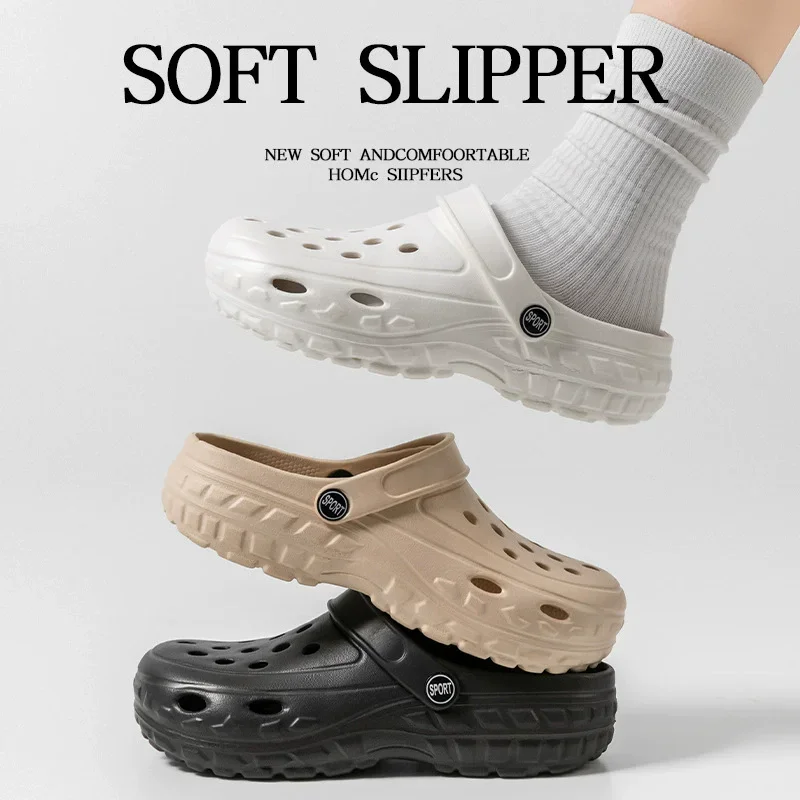 Summer New Men Clogs EVA Soft Sole Indoor Slippers Outdoor Walking Beach Shoes Vacation Daily Wear Men Shoes