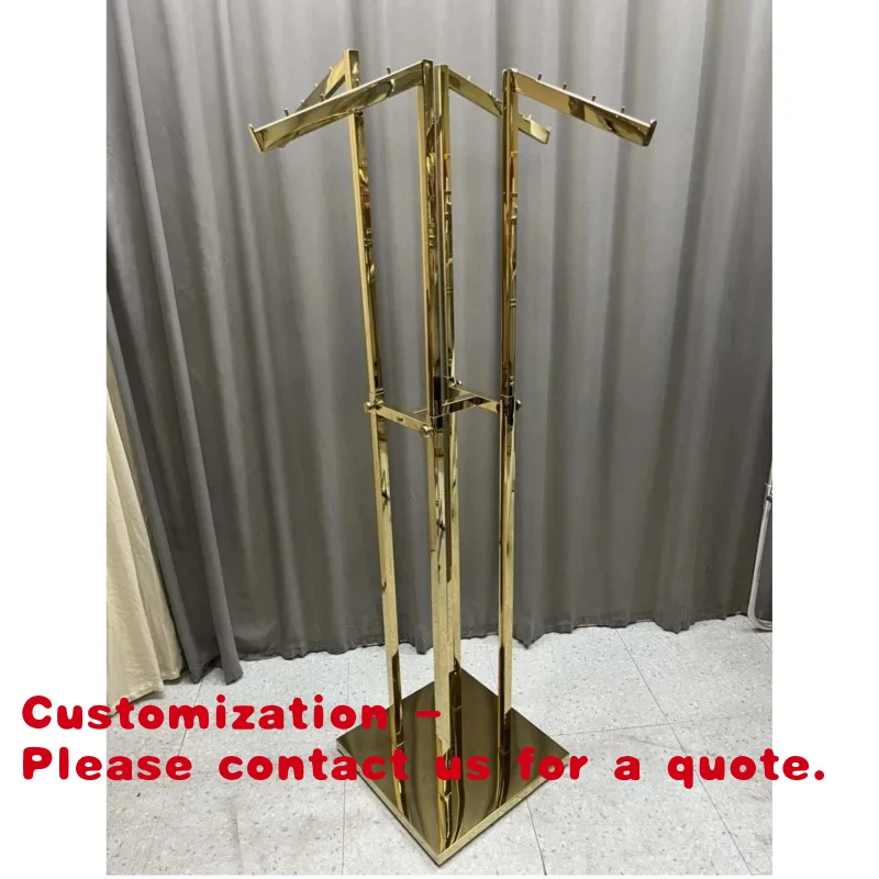 custom.Shop Luxury Store Racks Shelves Fashion Clothes Display Racks 4 Way Gold Clothing Racks Boutique
