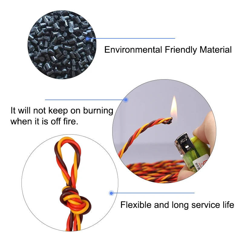 

5~50m 3 way Twist Servo Extension Cable 22AWG 26AWG 30/60 Core JR Futaba Twisted Wire Lead For RC Airplane Accessories