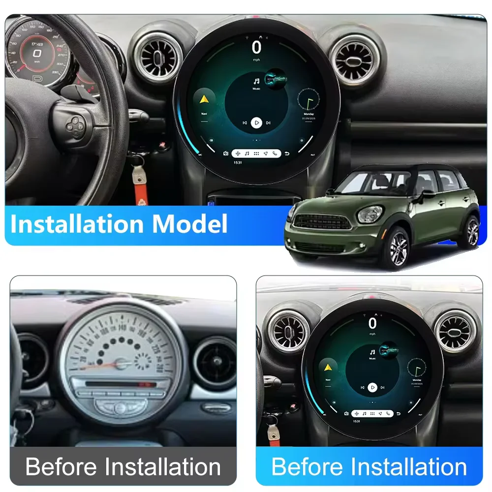 Android 15 Auto CarPlay NEW For BMW Mini Cooper R56 R60 2006-2016 Car Radio GPS Navigation Stereo Multimedia Player 4G Head Unit