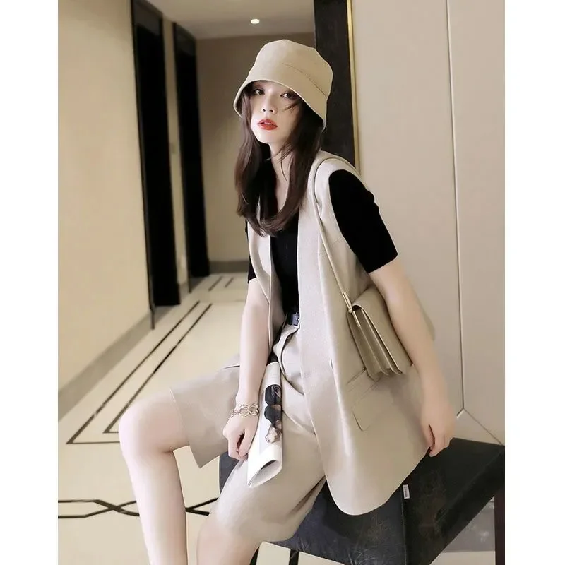 Fat Sister's Vest Set Women Summer New Meat Covering Fashion and Age Reducing Western Light Mature Style Casual Three piece Set