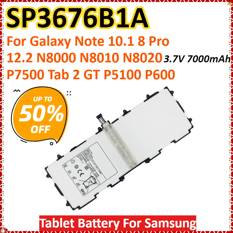 

SP3676B1A(1S2P) 3.7V 7000mAh Tablet Battery For Samsung Galaxy Note 10.1 8 Pro 12.2 N8000 N8010 N8020 P7500 Tab 2 GT P5100 P600