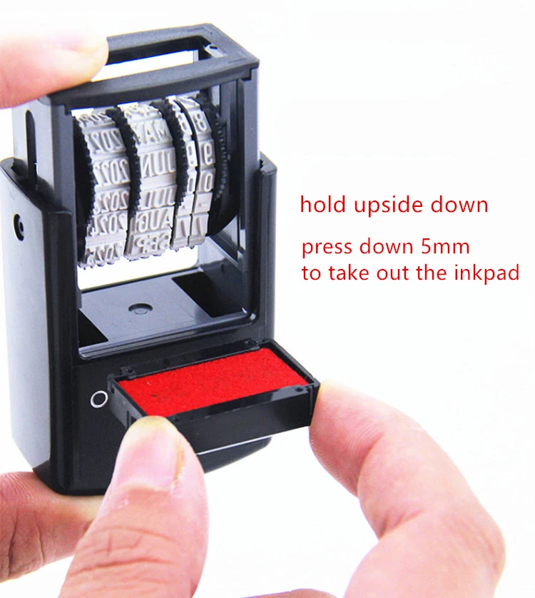 ختم التاريخ ذاتي الحبر على شكل إنجليزي لتصنيع المكاتب ومتجر السوبر ماركت والمدرسة طوابع التاريخ القابلة للتعديل yymmdd