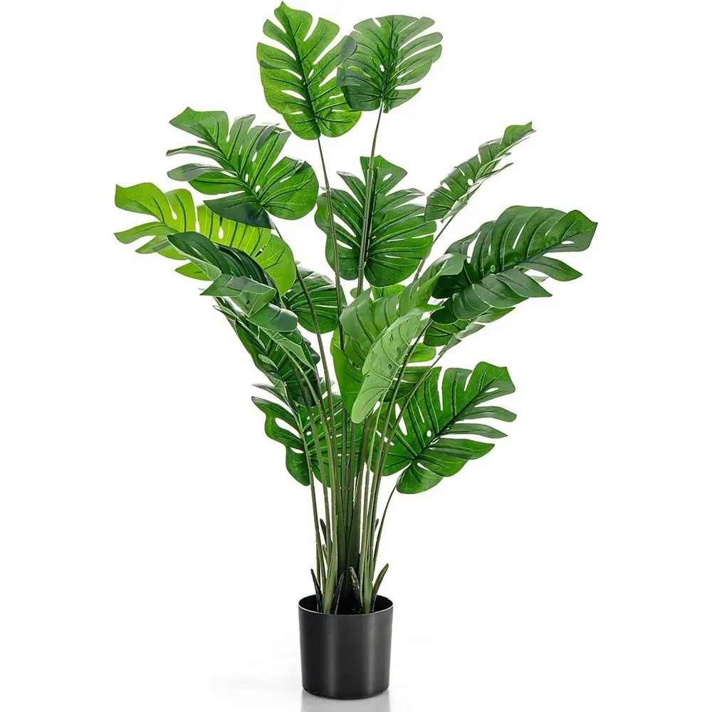 

Artificial Monstera Deliciosa, 5-Tier Plant with Cement Pot, 15 Large Leaves, Decorative Fake Greenery, Suitable for Indoor and