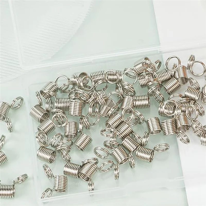 

ALIM-60Pcs Stainless Steel Beads Stopper Beads Stoppers Combo Pack Silver Small Spring Clamps Stoppers For Jewelry Making