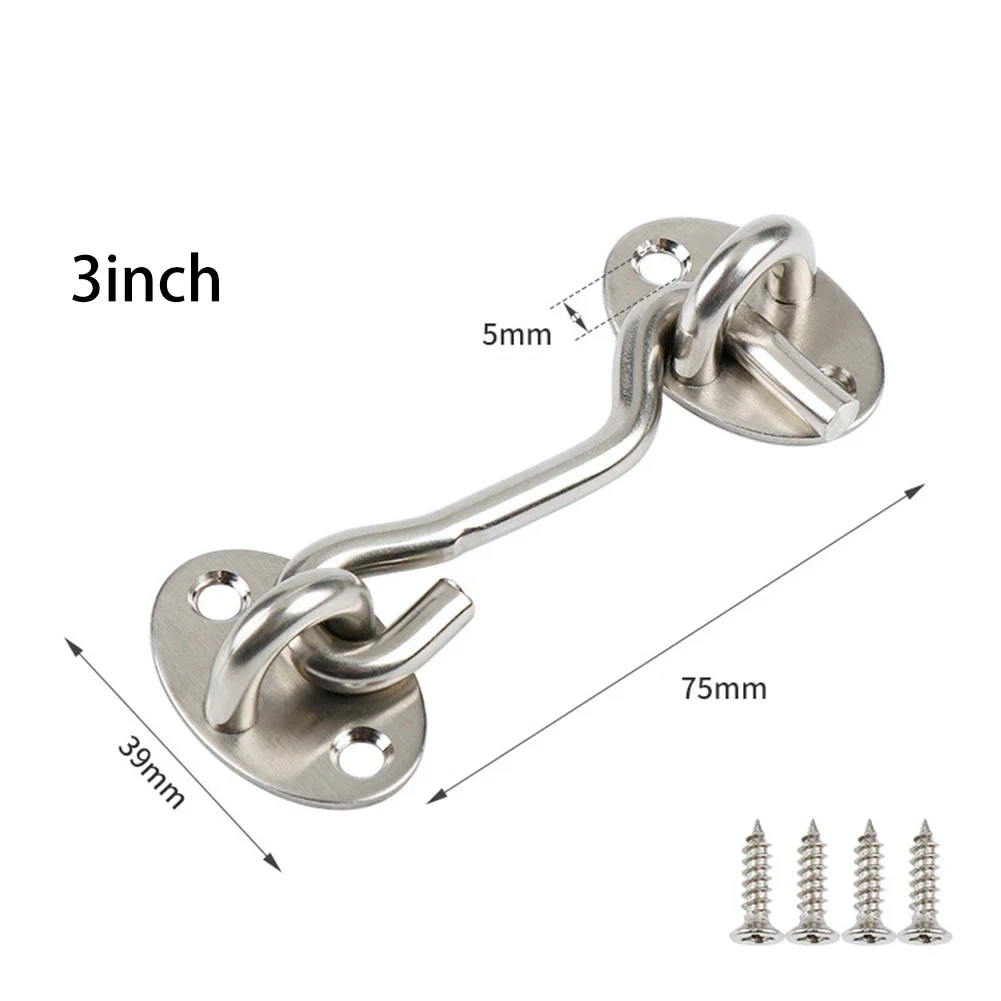 

Latch Lock Cabin Hook Holder Cabin Hook Catch Holder Crescent Door Eye Latch Window Lock With Screws Stainless Steel