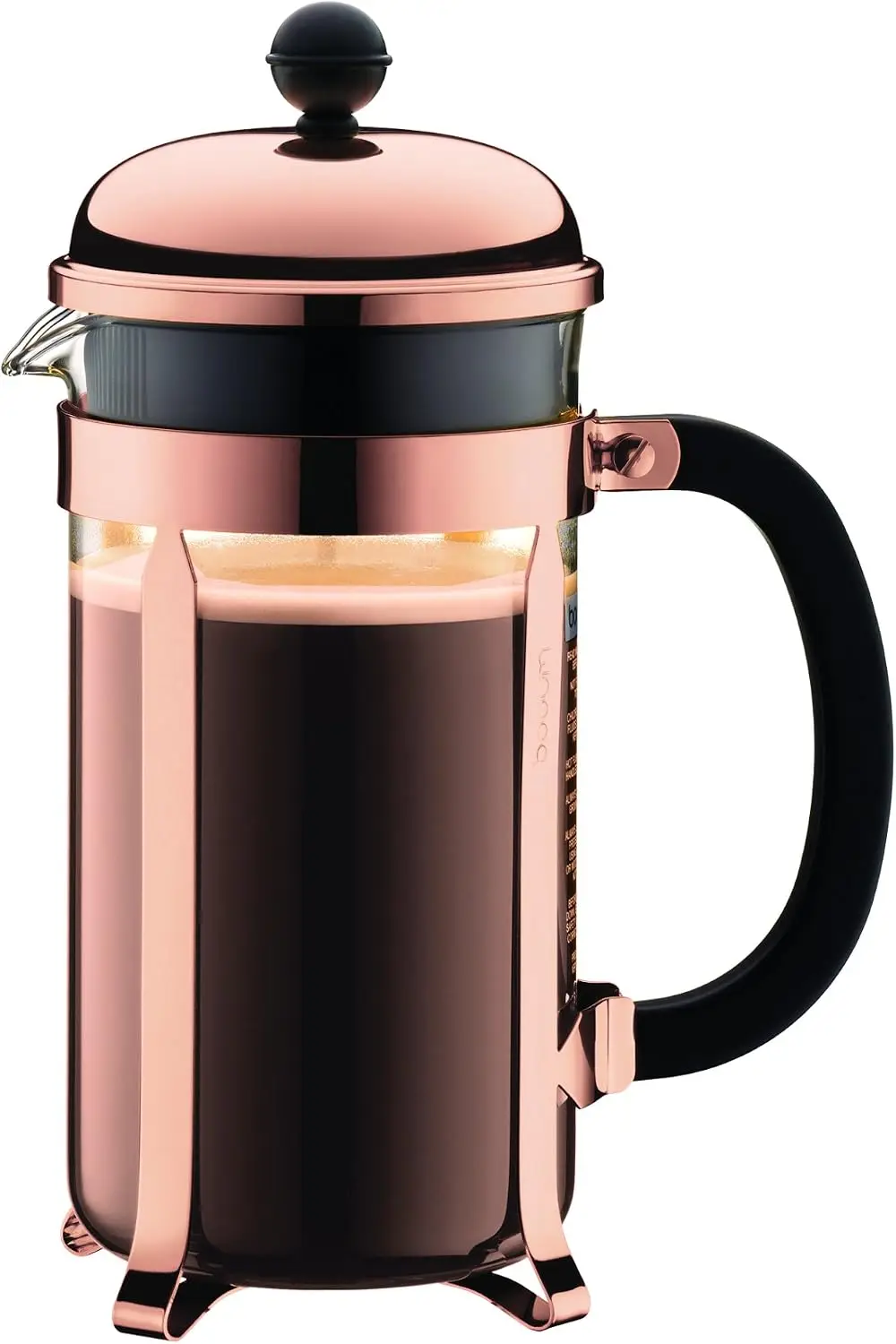 Chambord 8 Cup French Press Coffee Maker, Copper, 1.0 l, 34 oz, Pavina Glass Set, 2 Pieces