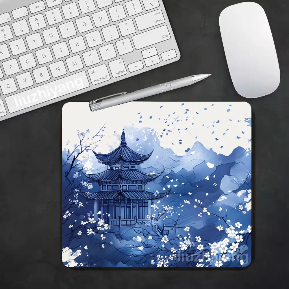 

Blue Flower Art Mouse Pad 40X45 Large Square Computer Office Game Table Mats Rubber Anti-slip Mousepads Small Decor Desk Pads