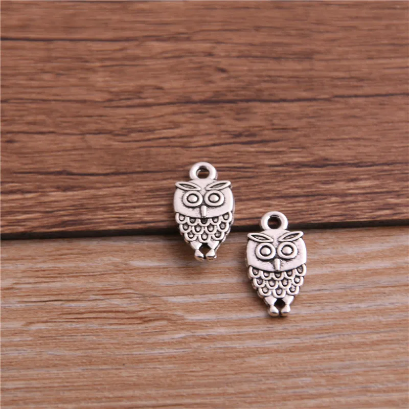 20PCS 10*18mm Double-faced Owl Pendant Two Color DIY Retro Jewelry Bracelet Necklace Charms Pendant