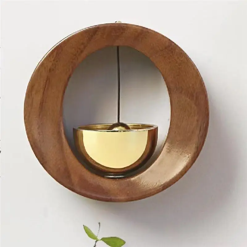 AA73 Wood Copper Wind Chime Wooden Wireless Door Bell Entrance Reminder Doorbell Aesthetic Home Decorations Doorbell B 8 X 8 X 3