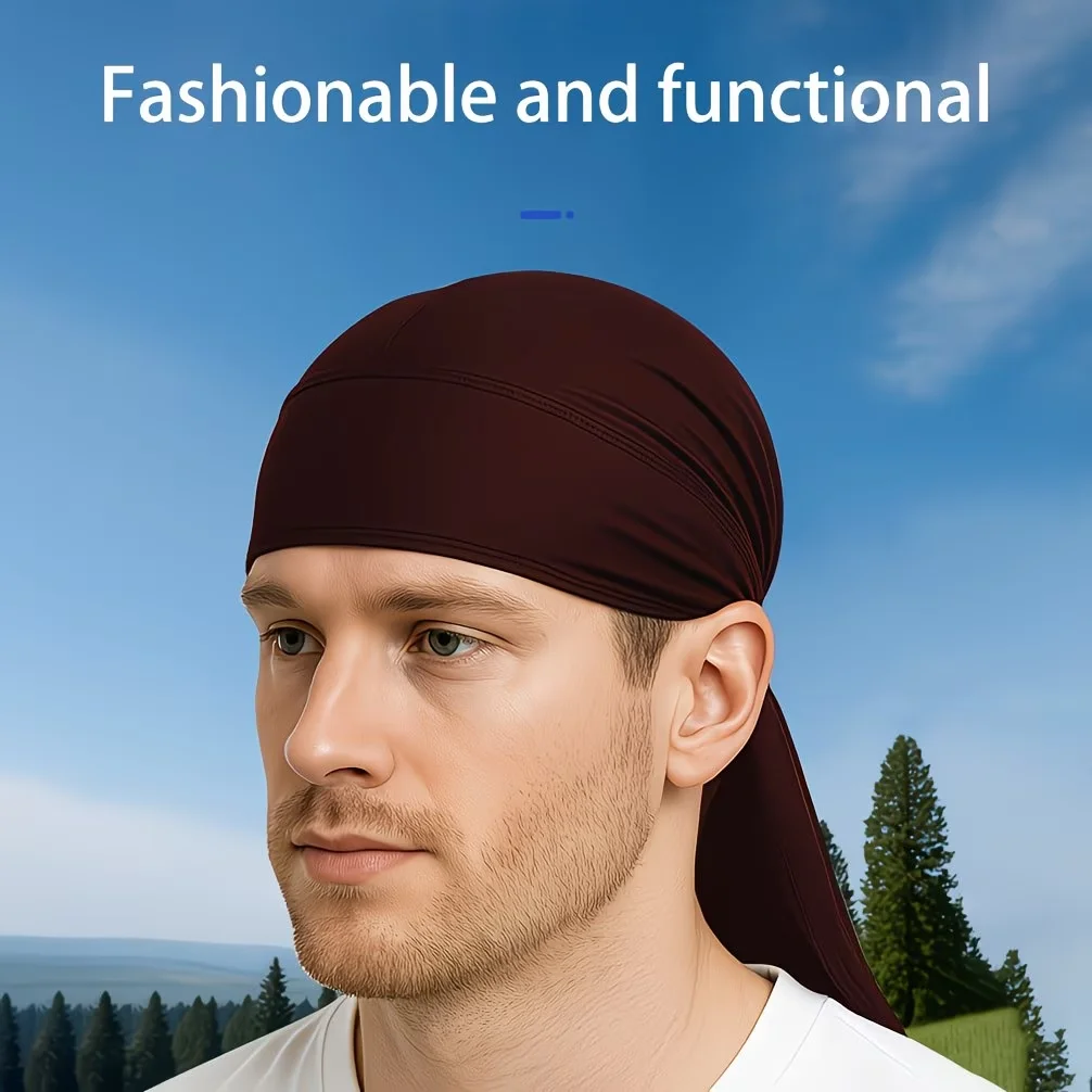 Silky Head Scarf for Women Men Hair Cover Headwrap Caps Long Extend Beanie Cap Sun-Protective Skull Cap Long Tail Headwear Hat