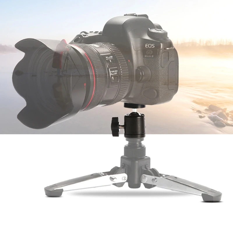 20CB Mini Tripod Ball Head 360° Rotation Tripod Mount Camera Ballhead Adapter with 1/4" Screw Hole for DSLR Camera Camcorder