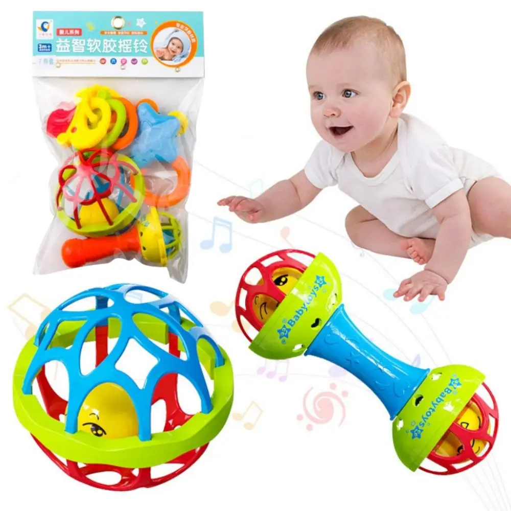 Non-Toxic Baby Rattle Chewable Stop Sucking Thumb Musical Instrument Toys Hand Grip Rod Educational Hand Bell Toys